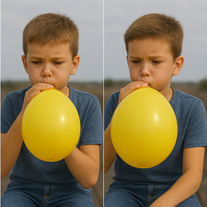 The same subject captured at two different lung inflation levels, illustrating why paired scans never align exactly and must be registered